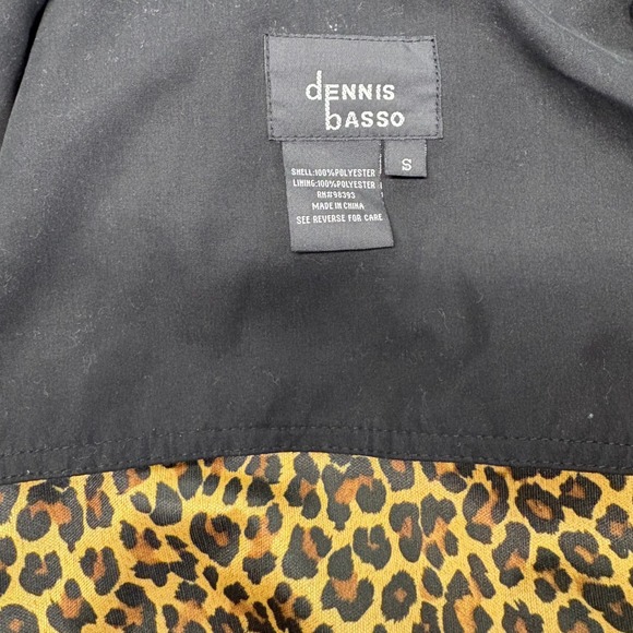 Dennis Basso Womens S Lightweight Jacket Black Leopard Cuff Snap Button - Picture 5 of 5